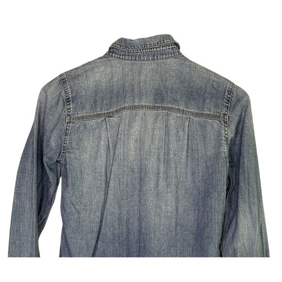 J. Crew Cotton Chambray Long Sleeve Denim Button Down Shirt Pockets 00 Blue - Picture 5 of 15